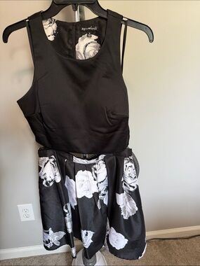 Black & White Floral Fit-and-Flare Dress